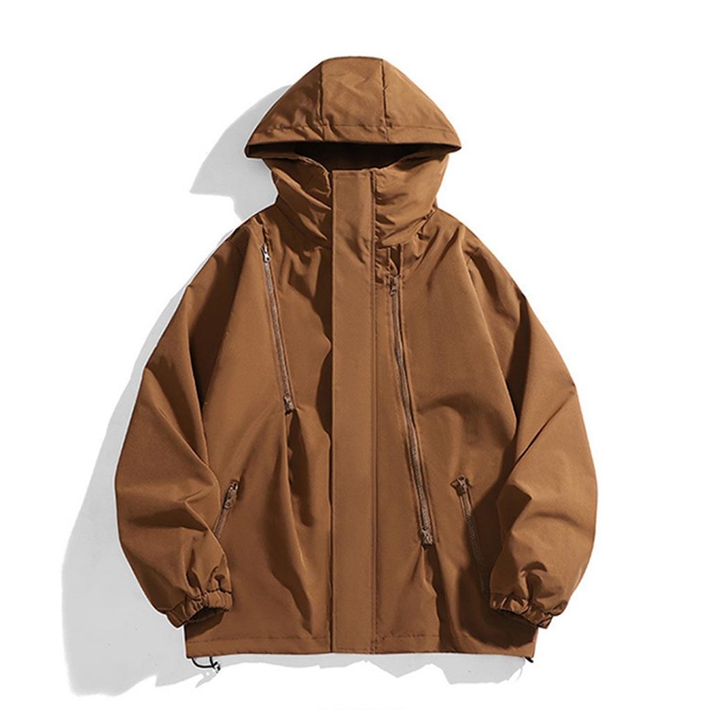 Унисекс Осенняя повседневная спортивная однотонная ветрозащитная куртка на молнии Рабочая куртка