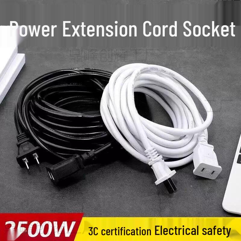 Copper Dual-Core Power Extension Cord with Two-Hole Socket for Mobile Phone and Fan