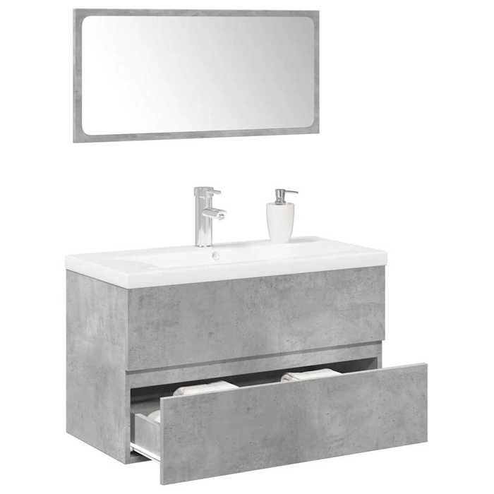 VidaXL 3-piece Bathroom Furniture Set Concrete Grey, Bathroom Cabinet, Bathroom Vanity, Furniture 3324912