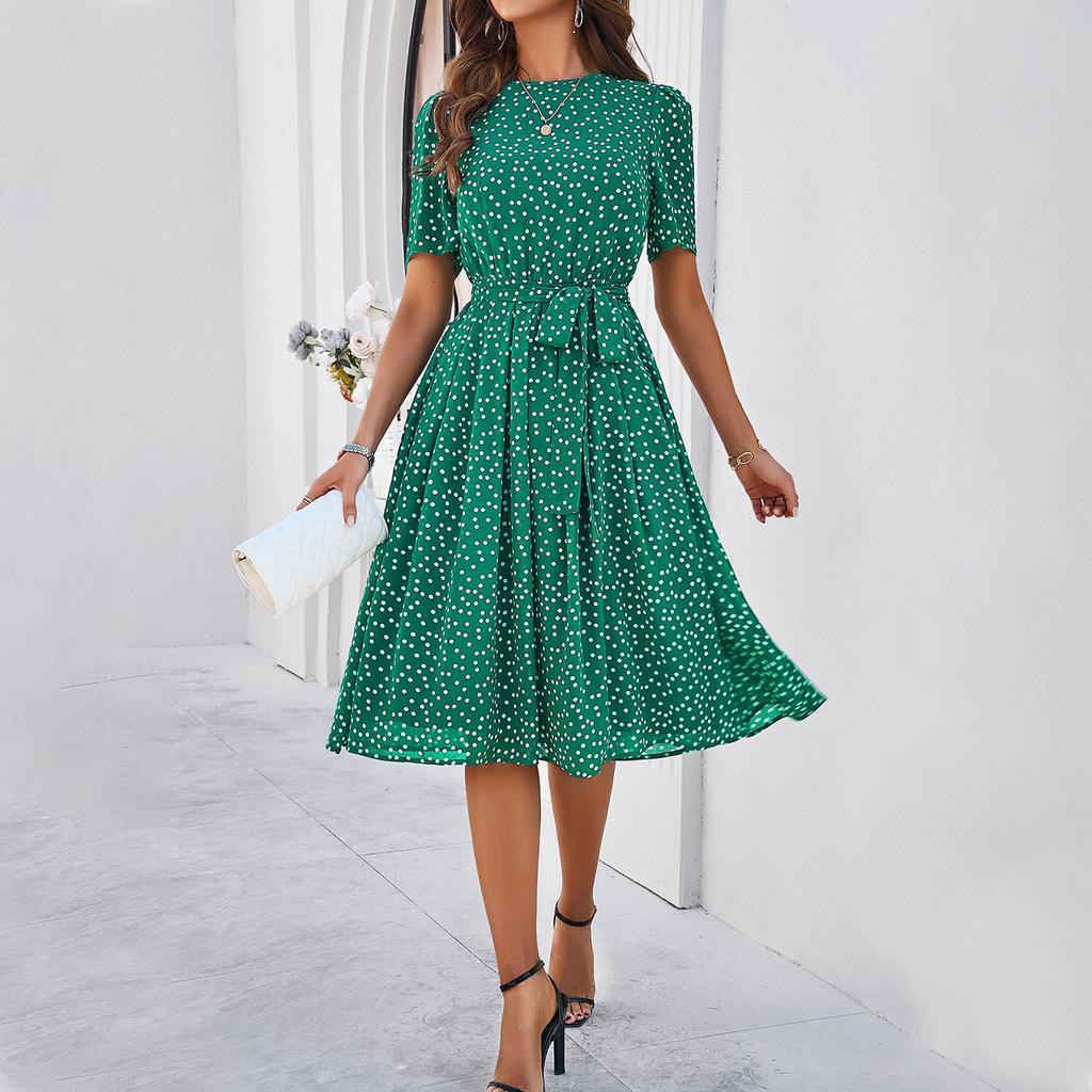Diyun Women's Polka Dot Lace-Up Dress - European & American Spring/Summer 2024 Collection