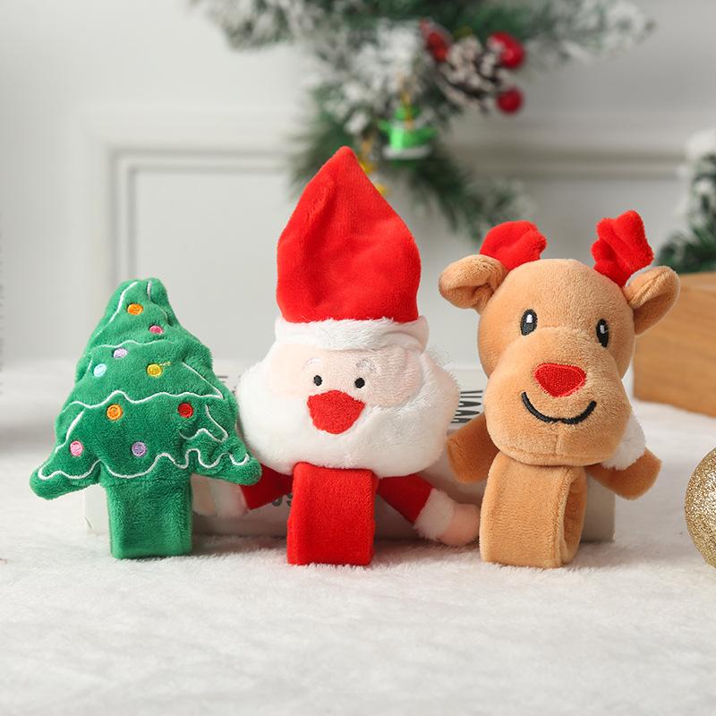 Creative Santa Claus elk pat ring bracelet, cute velvet Christmas gift, pat ring