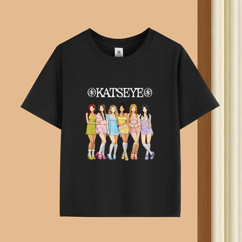 Bestselling Korean Girl Group Katseye Printed Tshirt Shortsleeved Fashionable Casual Adult and Childrens Top