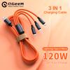 120 Вт 3 в 1 силиконовый провод Ultra 6A кабель для быстрой зарядки данных универсальный кабель для зарядки мобильного телефона