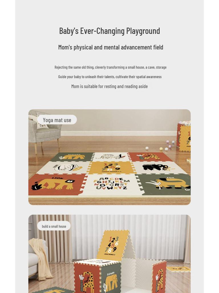 Beiyi Non-Toxic XPE Baby Crawling Mat: Thick, Odorless Foam for Infants and Kids.