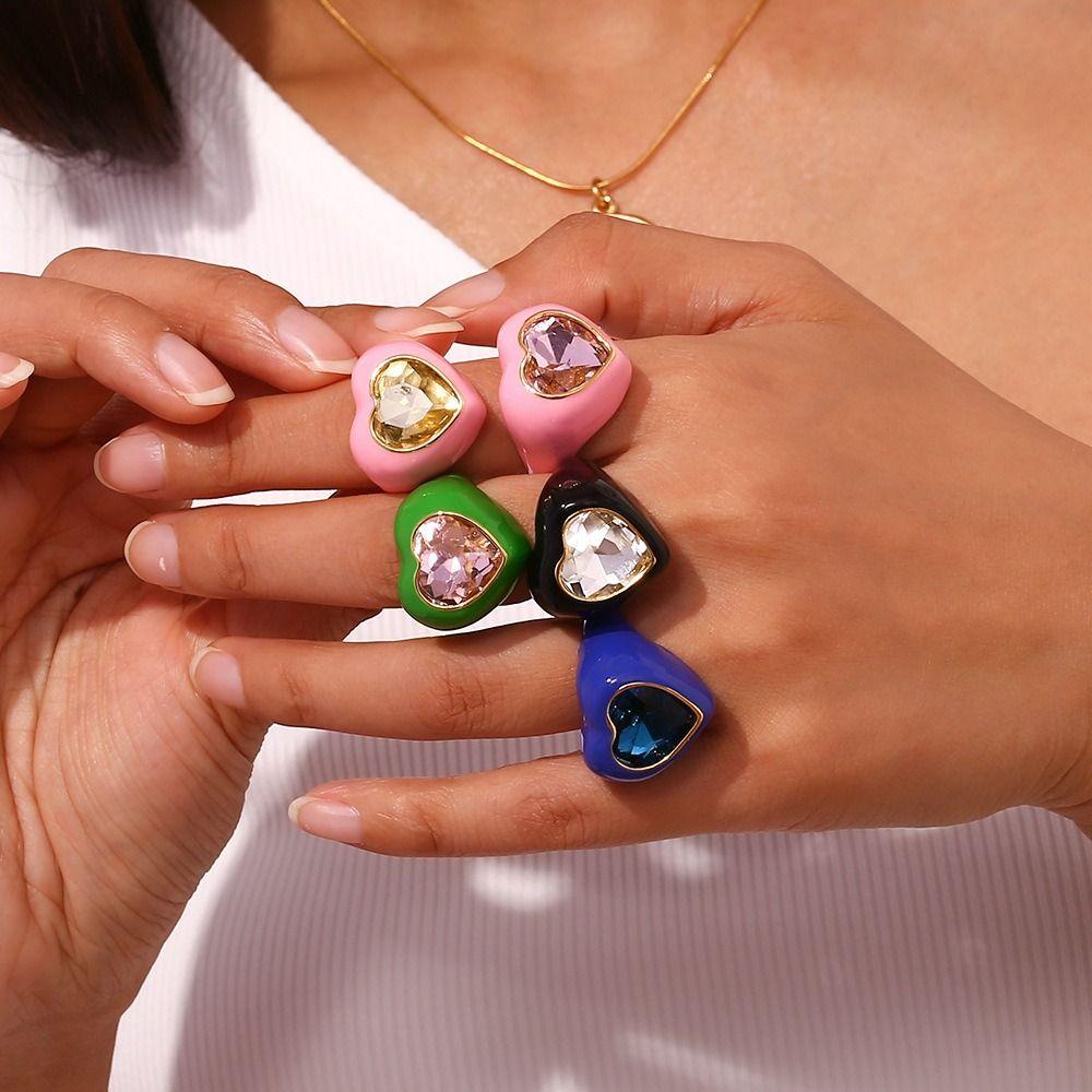 Кольцо из нержавеющей стали однотонное в корейском стиле с капающим маслом и кольцом для пальца Женское