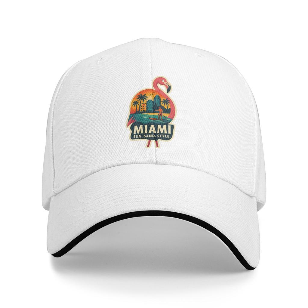 Miami Flamingo Baseball Cap  Kpop Rock Sunscreen Trucker Hat Men Women Classic Custom DIY Baseball Caps
