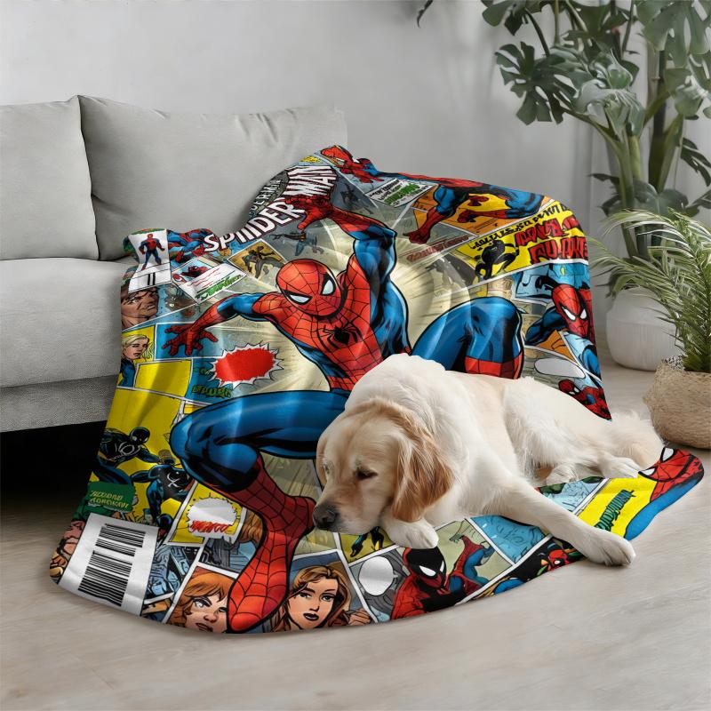Retro Comic Spider-Man Flannel Blanket Soft Warm Fluffy Lightweight Throw Sofa Couch Bed Cover Nap Shawl Teens Man Cave Decor