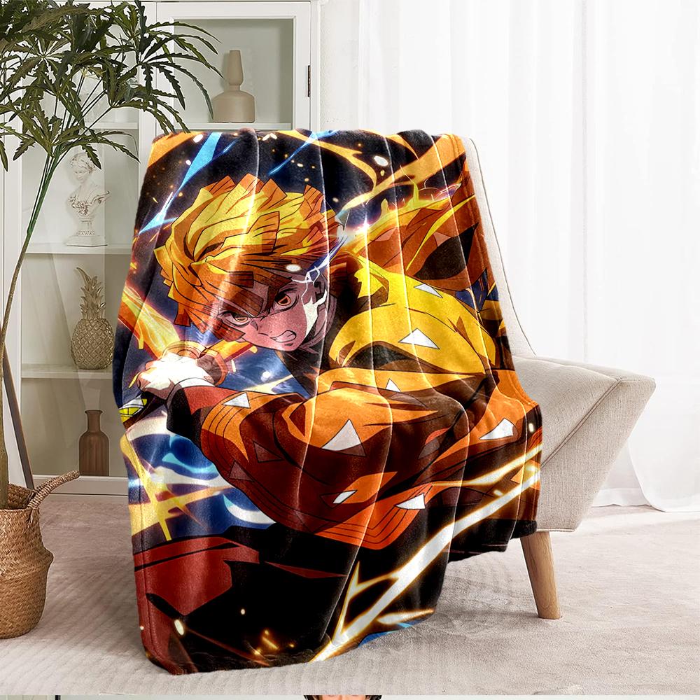 Demon Slayer Theme Printed Blanket - Perfect for Couch, Bed, Travel & Outdoor Use | Machine Washable, Cozy & Durable.