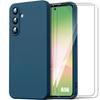 Protective Case - BOOLING - for Samsung Galaxy A56 5G - Silicone - Shockproof - Blue - with 2 Tempered Glasses