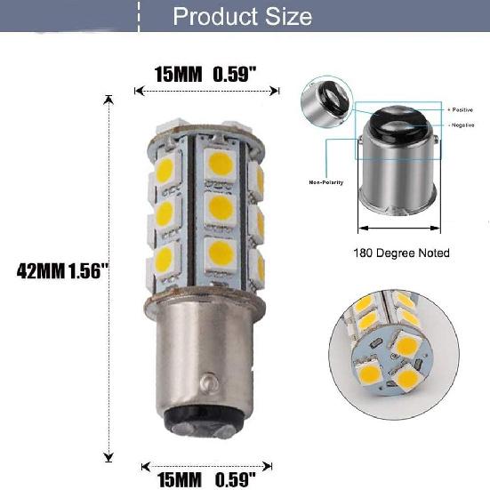 6-Pack BA15D 1142 1004 Non-Polarity Warm White LED Bulbs Replacement Lamps DC 12V Interior RV Camper Trailer Lighting Boat Yard Light Tail Bulbs