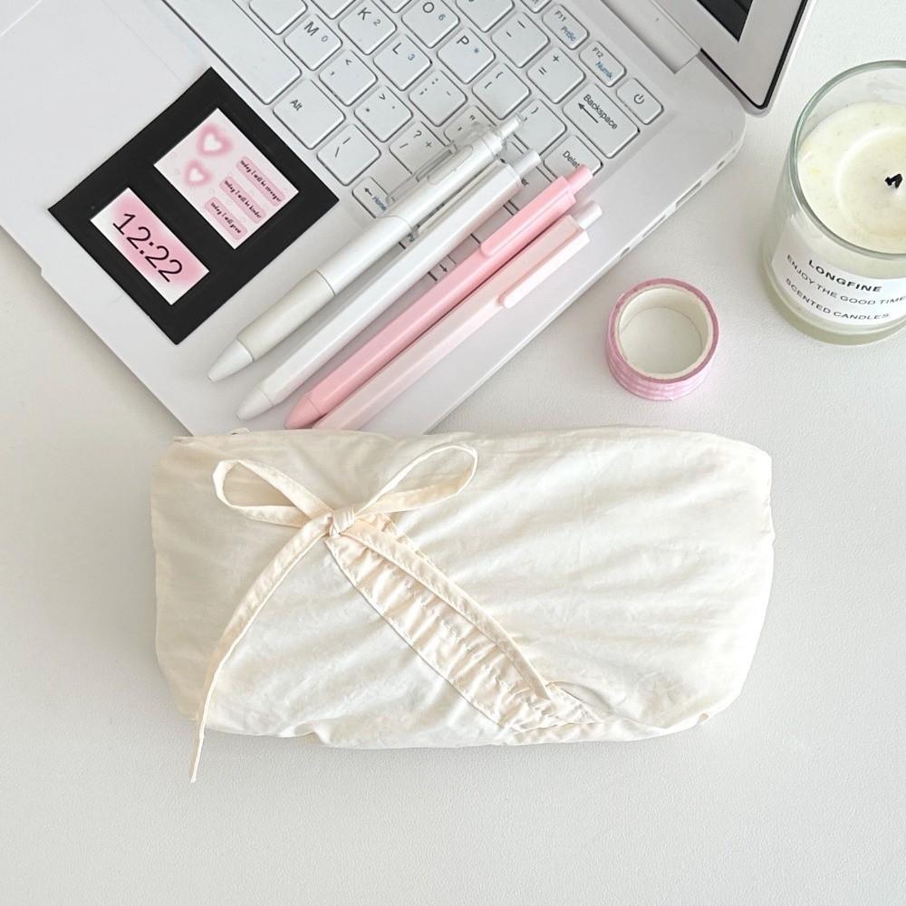 Large Capacity Stationery Storage Bag Bowknot Design Pencil Bag Cosmetic Bag Pencil Case  Girls