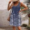 Women's Casual Sundress With Pockets Summer Boho Beach Dress Floral Blouses For Women T-Shirts Dress V Neck Loose Tank Dresses