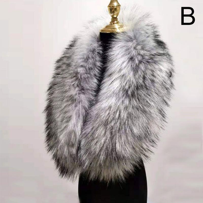 Winter Large Faux Fox Fur Collar Fake Fur Coat Scarves Luxury Women Men Jackets Hood Shawl Decor Female Neck Collar Wraps