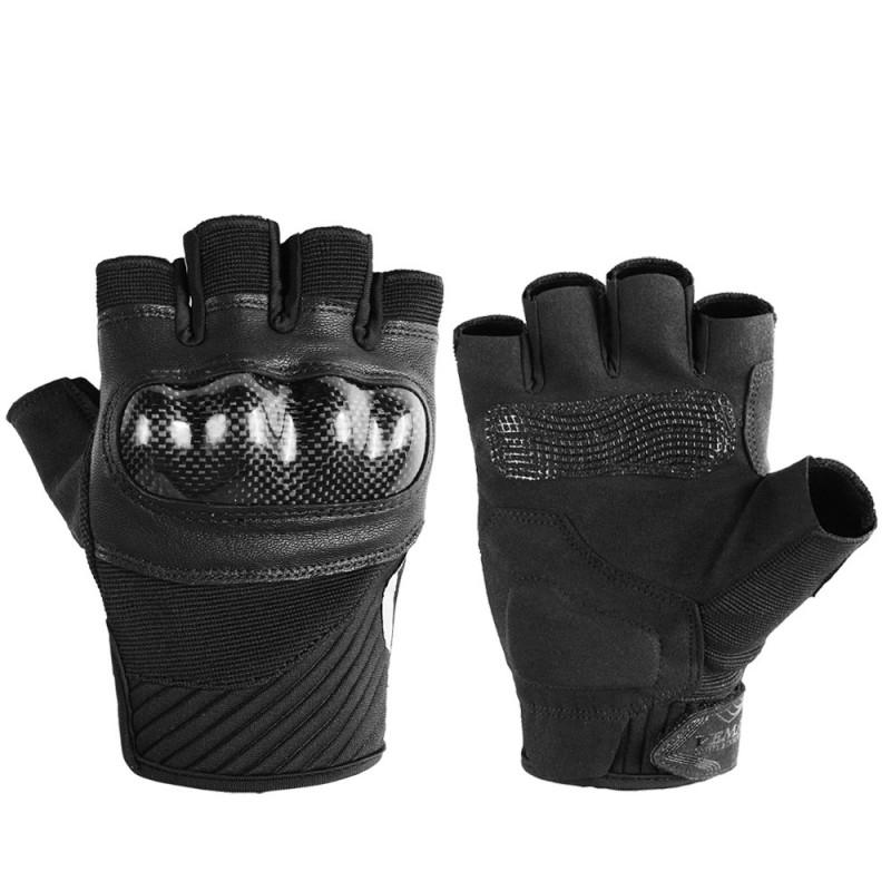 Motorcycle Half-Finger Gloves Carbon Fiber Reinforced Anti-Slip Breathable Leather Riding Men Women