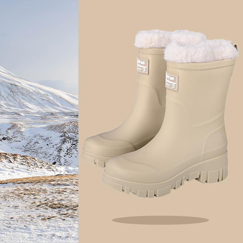 Модные женские нескользящие резиновые сапоги длиной до середины голени с подкладкой на все времена года, водонепроницаемые нескользящие резиновые сапоги для кухни и работы