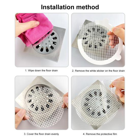 30Pcs Drain Hair Catcher Prevent Easy Filter Install Biodegradable Sewer Clogs Mesh Stickers Adhesive