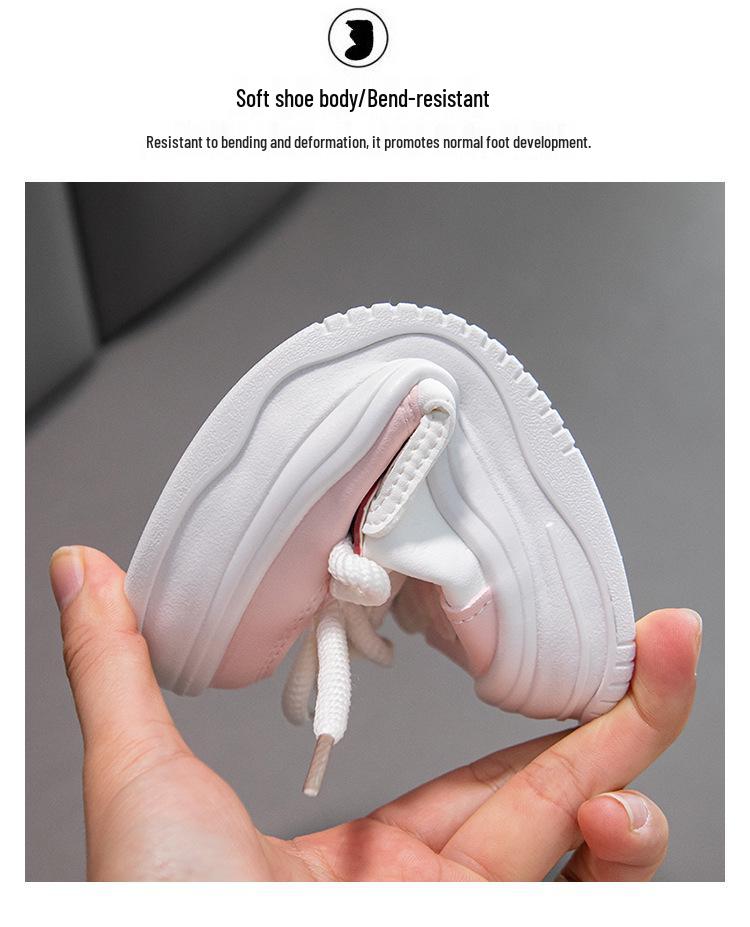 Milky Fufu Spring/Autumn Children's White Skate Shoes - Cute, Versatile, and Comfortable with Thick Soles