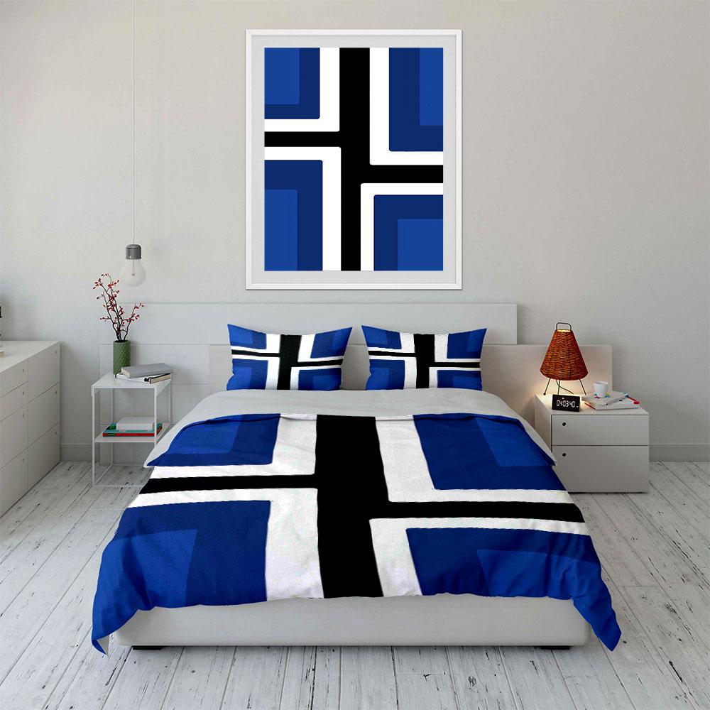 Blue and white cross. Bedding sets Duvet cover sets Duvet covers Pillowcases(1 * Duvet Cover 2 * Pillowcases without duvet insert)