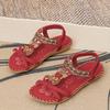 Fashion Retro Women's Sandals Flower Print Sewing Shoes Summer