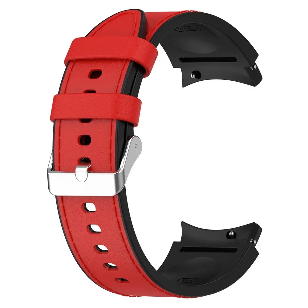 Силиконовый Кожаный Браслет Для Samsung Galaxy Watch 7 6 5 Pro 40мм 44мм Ремешок Watch 6 4 Classic 47/43/46мм Ремешок Correa Ремешок Для Часов