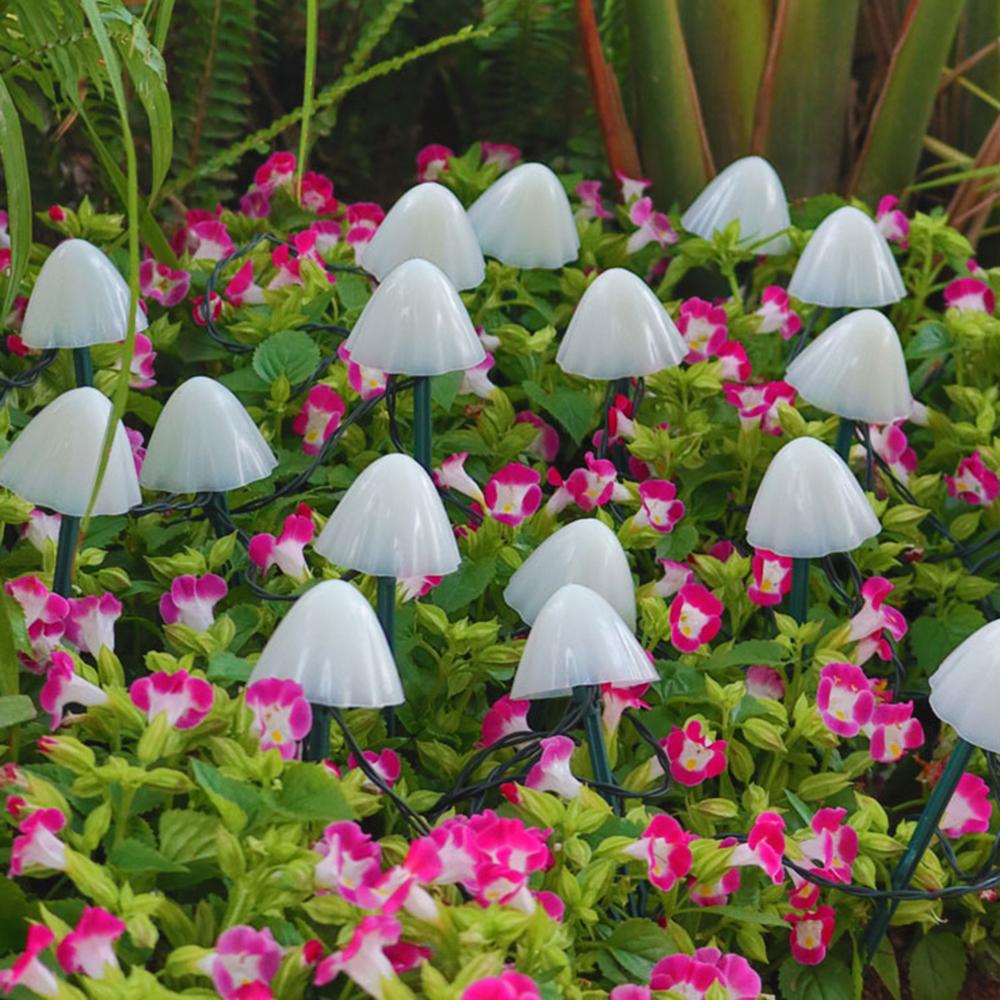 Уличные светодиодные гирлянды на солнечных батареях, грибные ландшафтные гирлянды для патио, украшения сада, патио