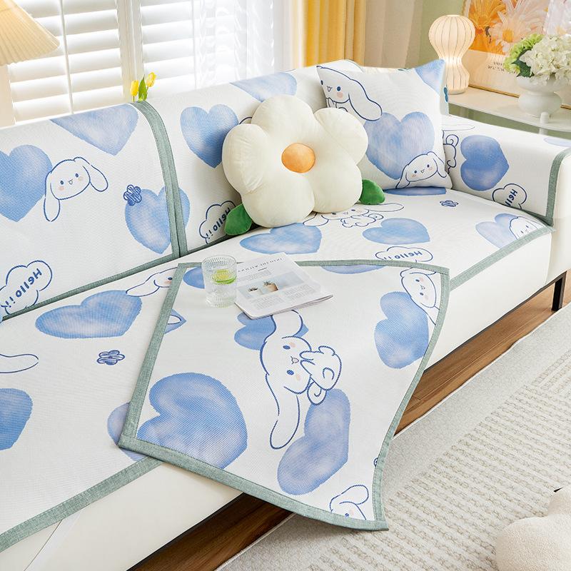 Cartoon Ice Rattan Sofa Cushion Cool Mat Cool Cushion Ice Silk Mat Washable Summer Sofa Cover Cover Cushion Cover Cloth Towel Mat