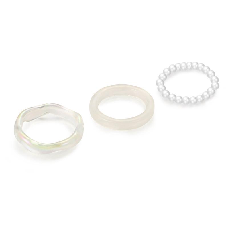 3 шт. Минималистичные кольца из смолы для пальцев, эластичные кольца с бусинами, штабелируемые, модные кольца-заявления, ювелирные изделия для женщин и девушек-подростков