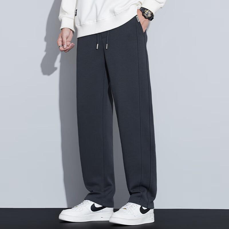 DUDUOSIBAO Men's Fleece-Lined Straight-Leg Casual Pants