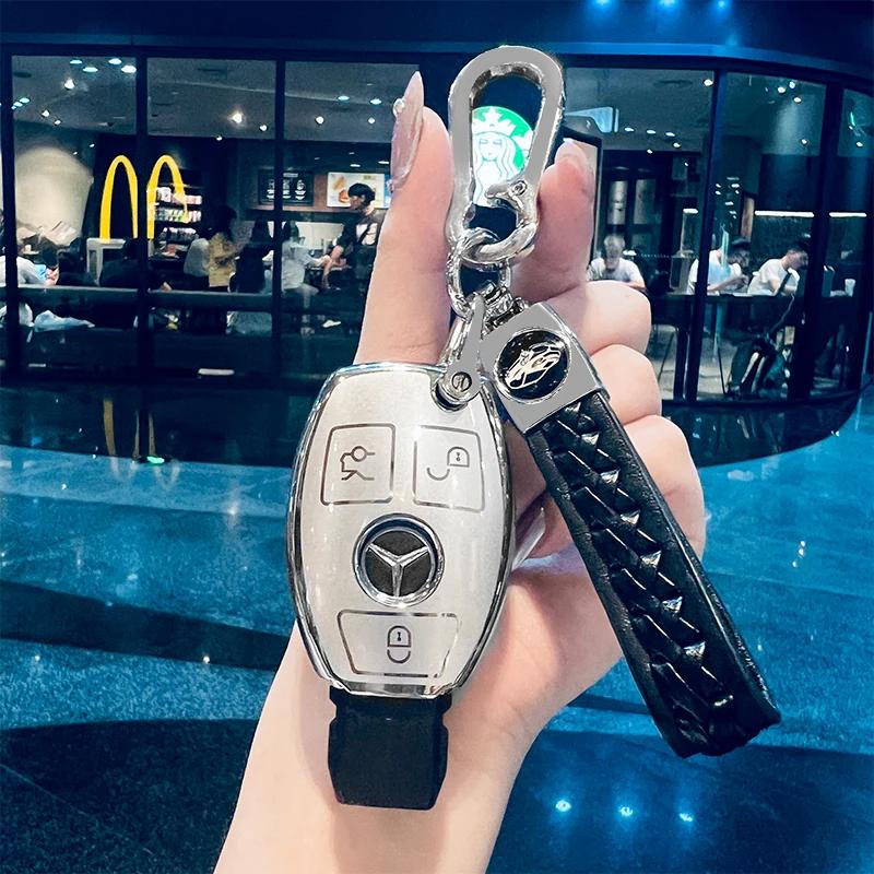 Car Key Case Cover for Mercedes Benz 2022 C S Class W206 W223 S350 C260 C300 S400 S450 S500 TPU Shell Fob Holder Protector vv1