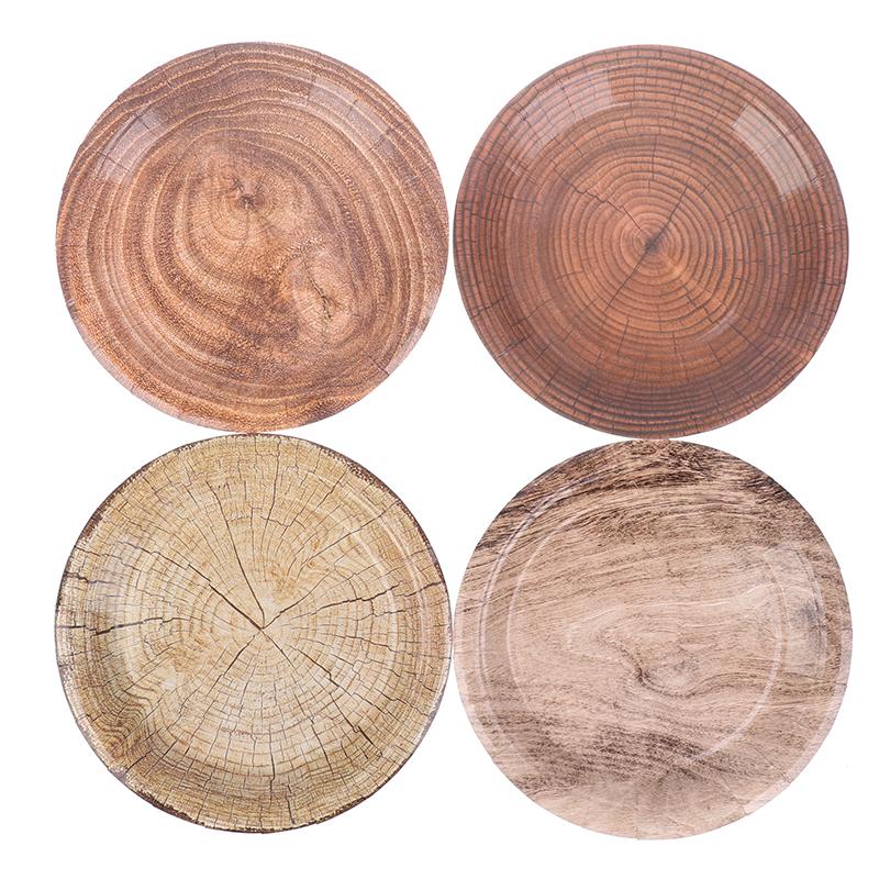 10 шт. 7-дюймовая ретро-имитация древесного зерна одноразовая посуда тарелка бумажный поднос украшение на день рождения праздничная вечеринка предмет домашнего обихода