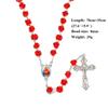 Catholic Red Rose Beads Rosary Necklace Red Our Rose Holy Soil Medal Cross Pendant