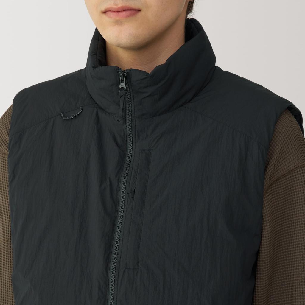 MUJI Men's Water-Repellent, Washable, Padded Walking Vest, AG003A4A, Black, Men's XL