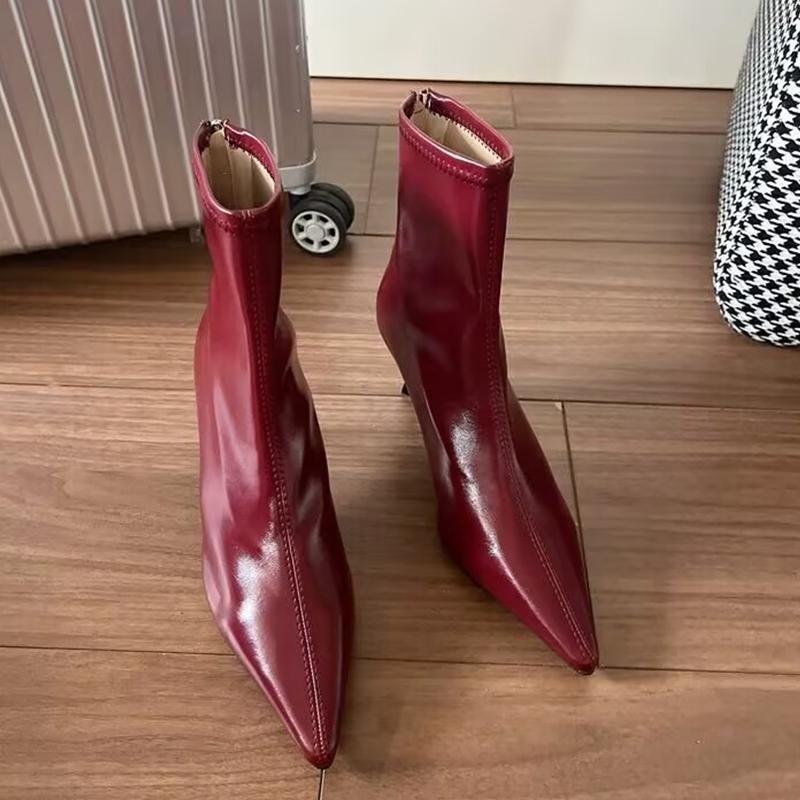 Женские ботильоны с острым носком, леопардовые сексуальные туфли на высоком каблуке, женская обувь 2024 года, трендовые зимние сапоги, туфли-лодочки для вечеринок, зимняя новинка, женские ботинки