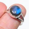 Ювелирное кольцо из натурального лабрадорита ручной работы из цельного серебра 925 пробы, размер 7 P3C74