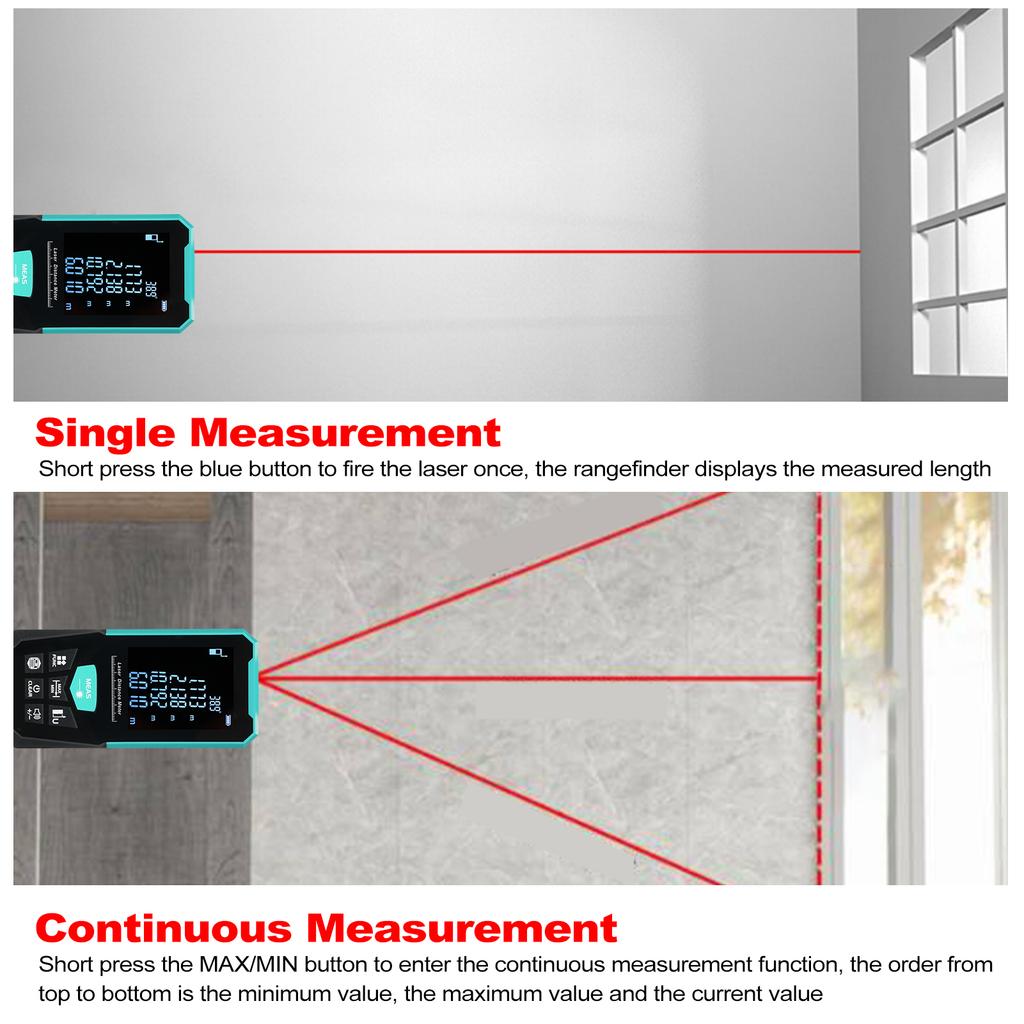 Профессиональный лазерный дальномер 120 м393 фута лазерная рулетка дальномер с одним непрерывным