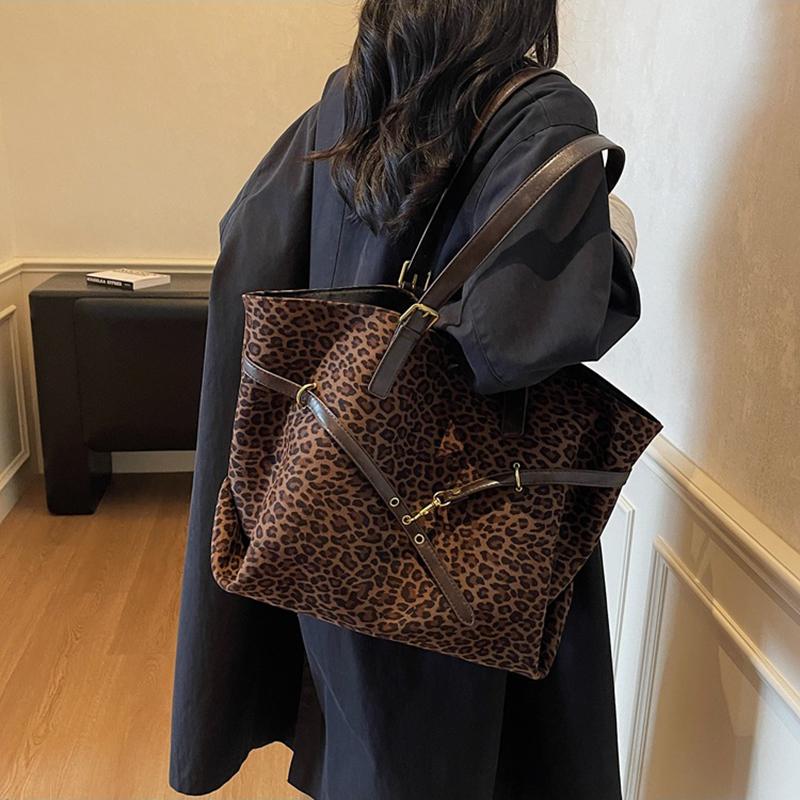 Женская мягкая вместительная сумка-шоппер с леопардовым принтом, новая дорожная повседневная на плечо, сумки и кошельки KTY