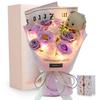 Soap Flower Bouquet with LED Light, Featuring Artificial Roses and a Cute Bear. Perfect for Birthdays, Mother's Day, Father's Day, Respect for the Age