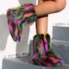 Fashion Y2K Mix Color Snow Boots for Women Soft Faux Fur Warm Snow Boots Woman Winter Plus Size 44 Non Slip Plush Booties Ladies