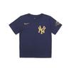 MLB T-Shirt New York Yankees Trendy Big Logo Number Print Crew Neck Short Sleeve Kids Tops Deep-Blue 3Z3B7SA4J-NYYDJ