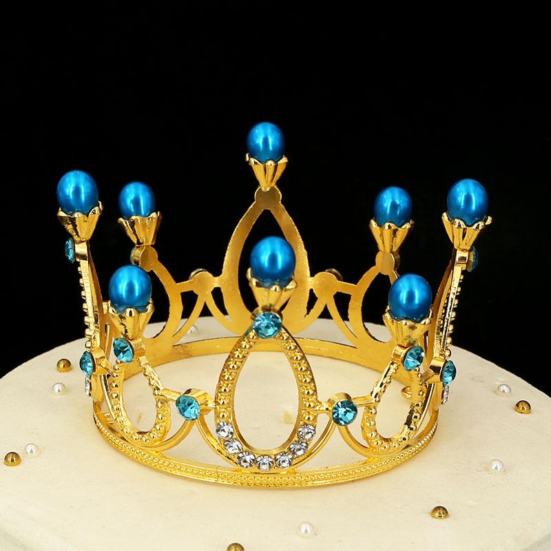 Детская круглая корона из сплава, цветочные аксессуары для волос, свадебные украшения, украшение для выпечки торта, жемчужная корона, король