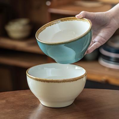 Рисовая миска Посуда Керамическая рисовая миска Бытовая Высокая ценность Круглая миска Посуда в ретро-стиле Ресторан Десертная миска