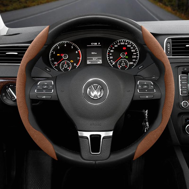 Подходит для Volkswagen Нескользящая Пряжка Сегментированная Замшевая Накладка на Руль Подходит для Polo Golf 5 6 7 Gol Cc Passat B6 B8 Jetta Scirocco T4
