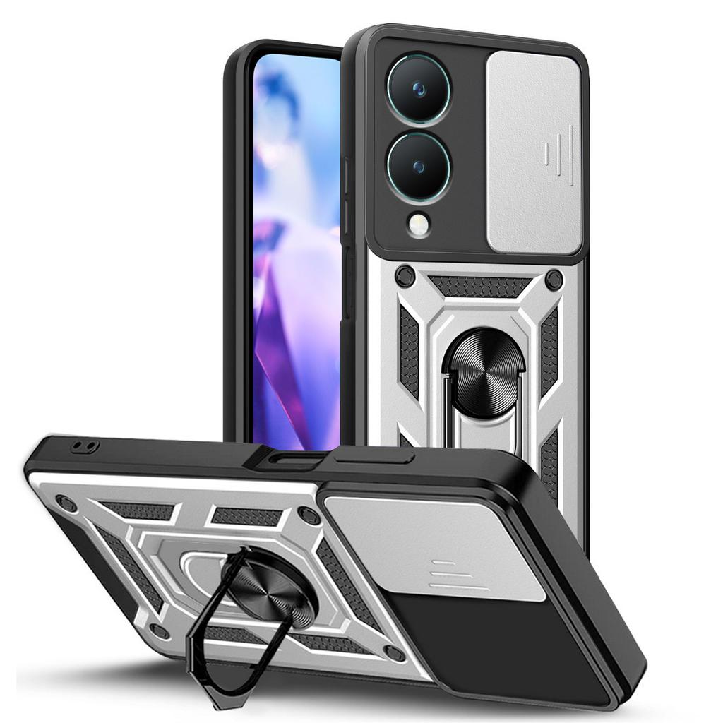 Военный защитный чехол для камеры VIVO Y28 Y03 Y100 Y02 Y17S Y27 Y36 Y35 Y16 Y22 Y21 Y55 Y33S Y33 Y31 Y51 Y20 Гибридная задняя крышка-подставка с кольцом