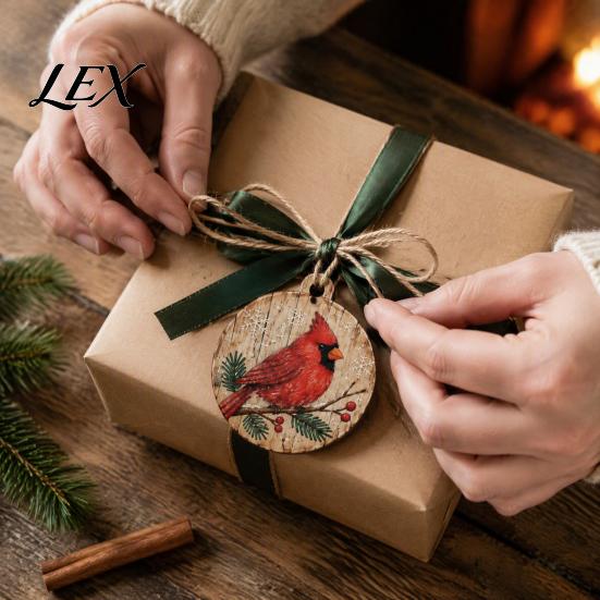 Small Christmas Gifts for Friends 8Pcs Wooden Ornaments, Wood Slice Hanging Decor with Santa, Lightweight Chip Pendants Snowman, Gingerbread, Reindeer