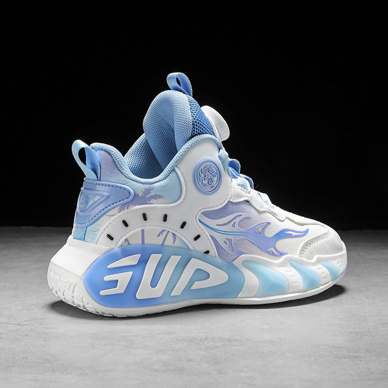 Children's basketball shoes Boys and girls sports shoes Friction sound Four seasons new leather breathable lightweight training shoes