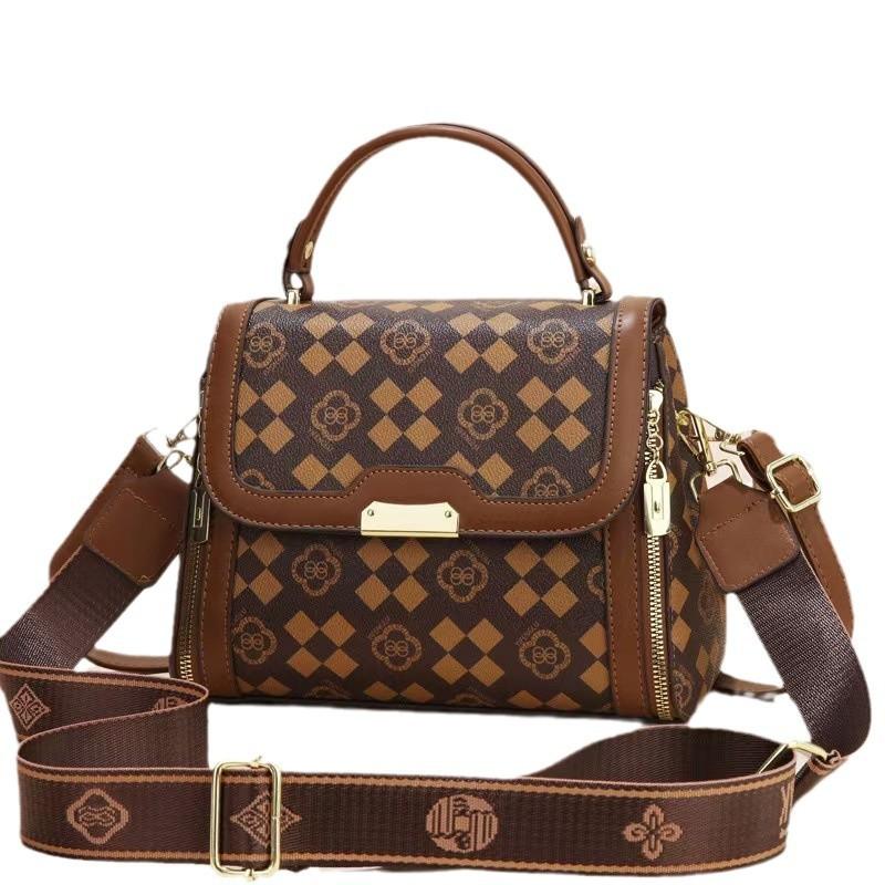 Новая эффектная горизонтальная клетчатая сумка с принтом в стиле пэчворк, многослойная большая вместительная маленькая квадратная сумка, простая сумка через плечо для женщин