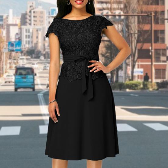 Леди Нижние Юбки Плюс Размер Вечернее Платье Кружевное Бандажное Летнее Платье Трапеции Крючком для Коктейльной Вечеринки