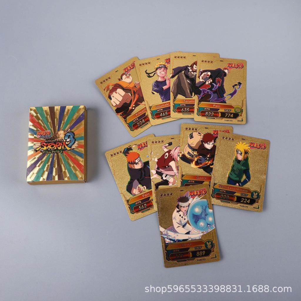55pcs Naruto Card Gold English Series Kakashi Uchiha Sasuke Rare Collection Combat Children Fan Gift Desktop Game Toy
