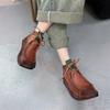 Johnature Короткие сапоги с квадратным носком, универсальные женские туфли на плоской подошве из натуральной кожи на шнуровке в стиле ретро в стиле ретро