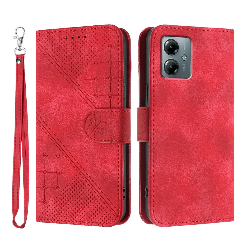 For Motorola Moto G Power (2025)/Motorola Moto G Play (2025) 4G Leather Wallet Case Butterfly Flower Imprinted Phone Cover with Strap